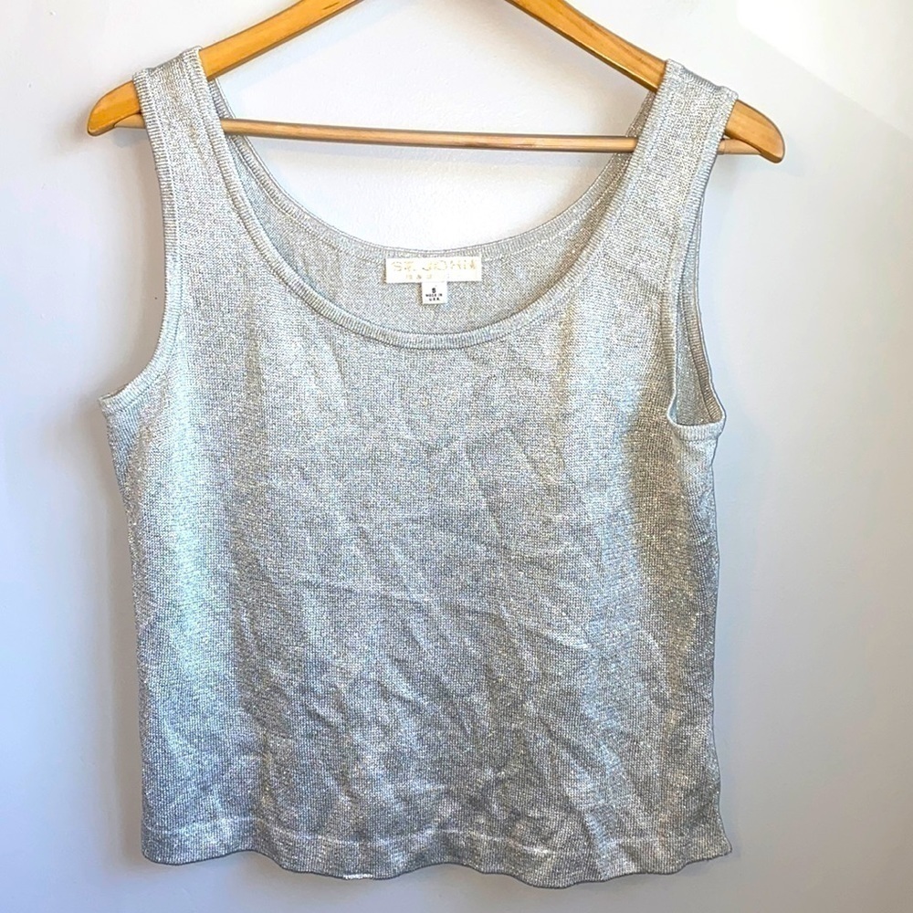 St. John Basics Silver Shimmer Tank SZ S
